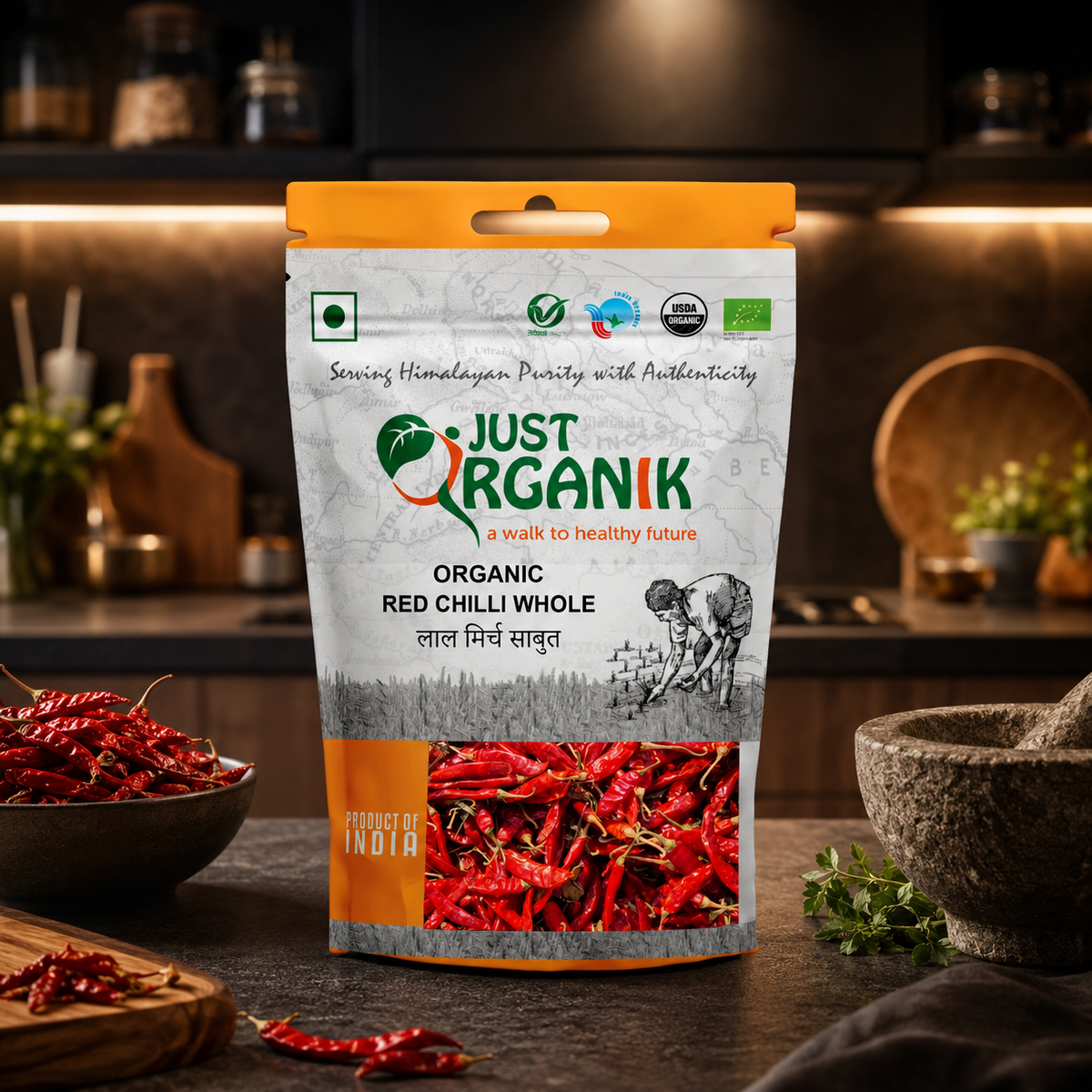 Organic red chilli whole 100g