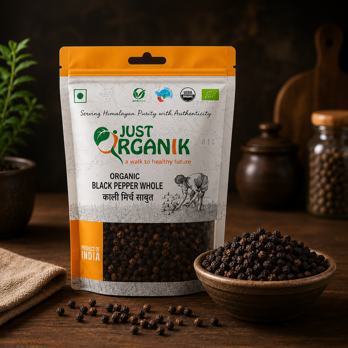 Just organik black pepper whole